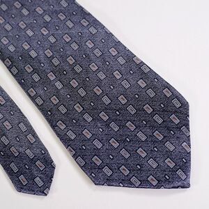 Repp‎ Ltd Gray Metallic Geometric Print Wide Silk Tie